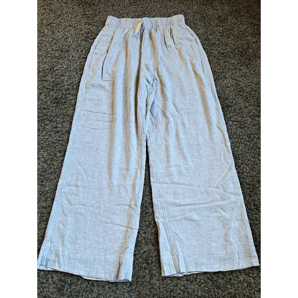 Abercrombie & Fitch NWT Beige Solid Wide Leg Pants Elastic Waist Pockets M